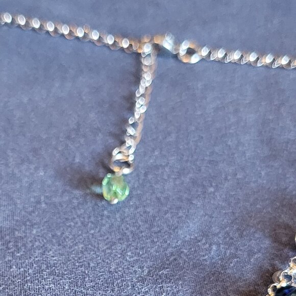 Skull & Drops Charm Necklace - Green accent bead - Stainless Steel - Picture 3 of 3